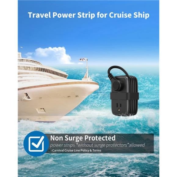 Power Strip with USB C Port, Flat Plug Extension Cord with 4 Outlets 3 USB - Picture 5 of 6